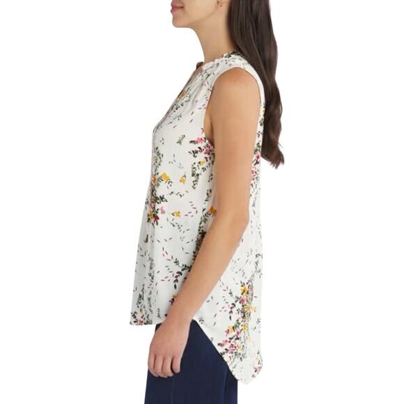 Market & Spruce (1X) Ava Tie Neck Sleeveless Blouse - Stitch Fix Floral Cluster - Picture 4 of 12